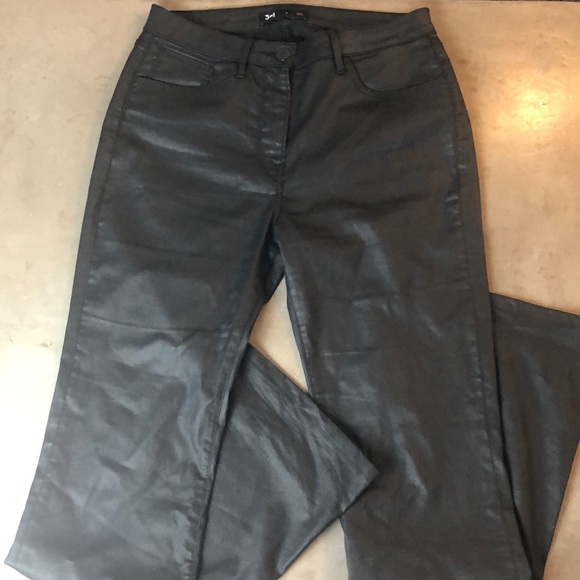 3x1 Denim - 3x1 Black Wax Coated Bootcut Jeans